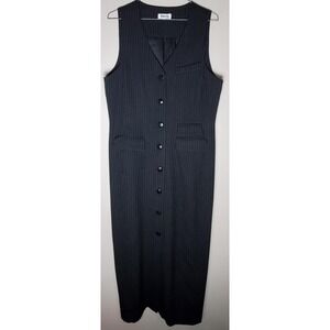 Vintage Y2K Depeche Mode Pinstriped Suit Vest Dress‎ Wool 10 Black Business